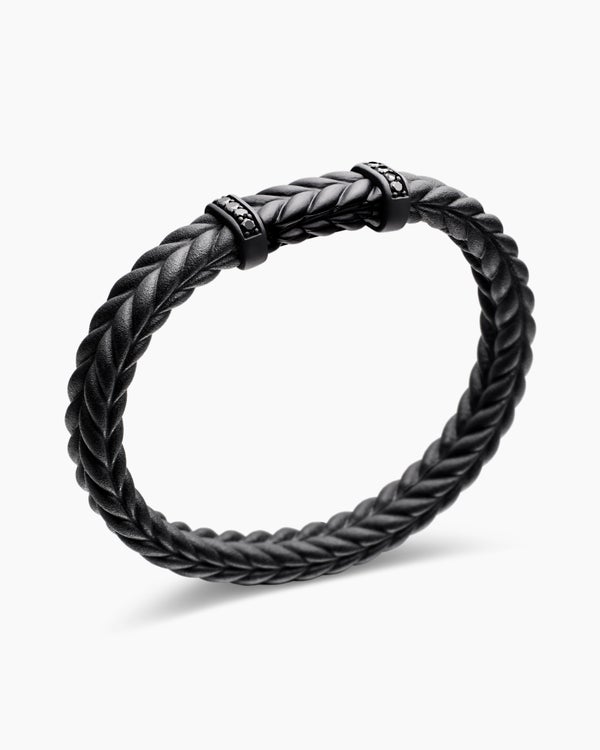 Bracelet Chevron en caoutchouc avec titane noir, 9 mm