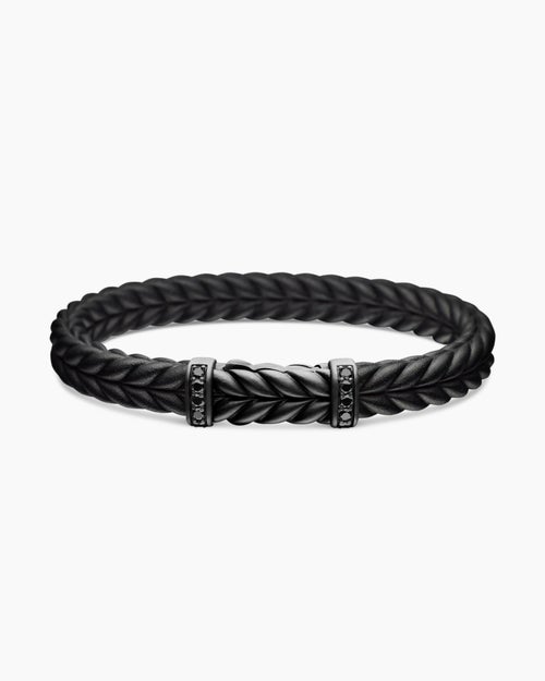 Mens Chevron Rubber Bracelet with Black Titanium, 9mm