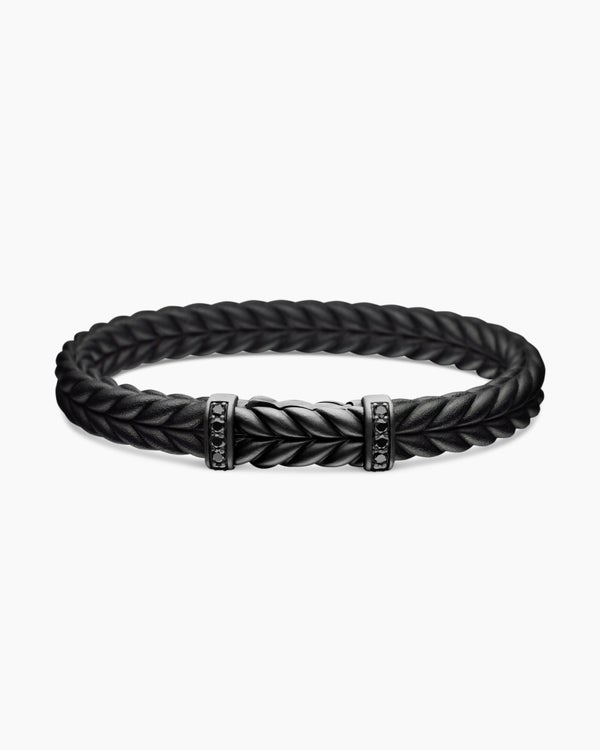 Bracelet Chevron en caoutchouc avec titane noir, 9 mm