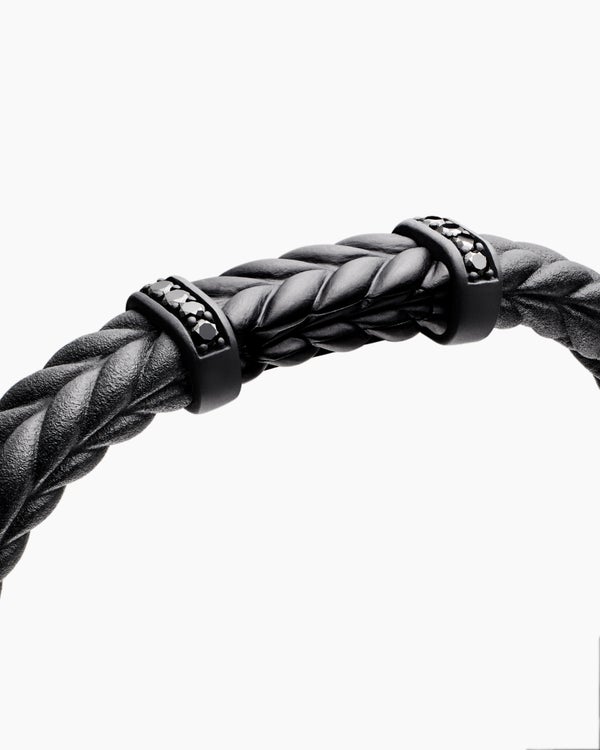 Bracelet Chevron en caoutchouc avec titane noir, 9 mm