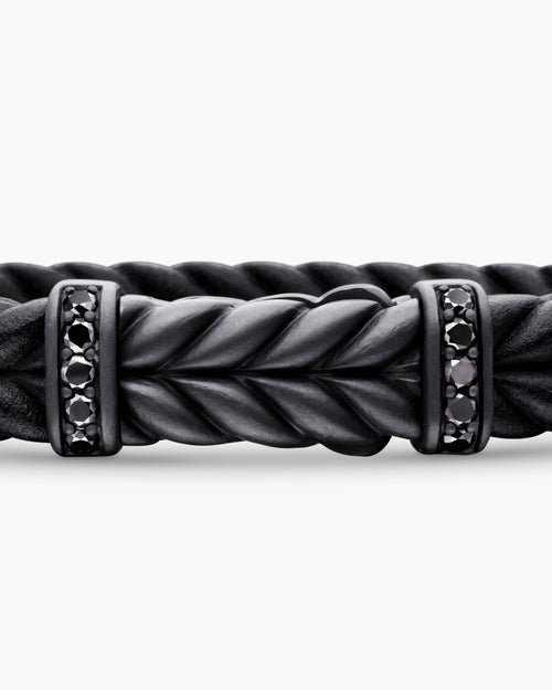 Mens Chevron Rubber Bracelet with Black Titanium, 9mm