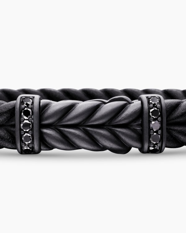 Bracelet Chevron en caoutchouc avec titane noir, 9 mm