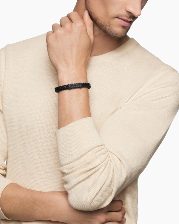David Yurman | Chevron Rubber Bracelet with Sterling Silver, 9mm