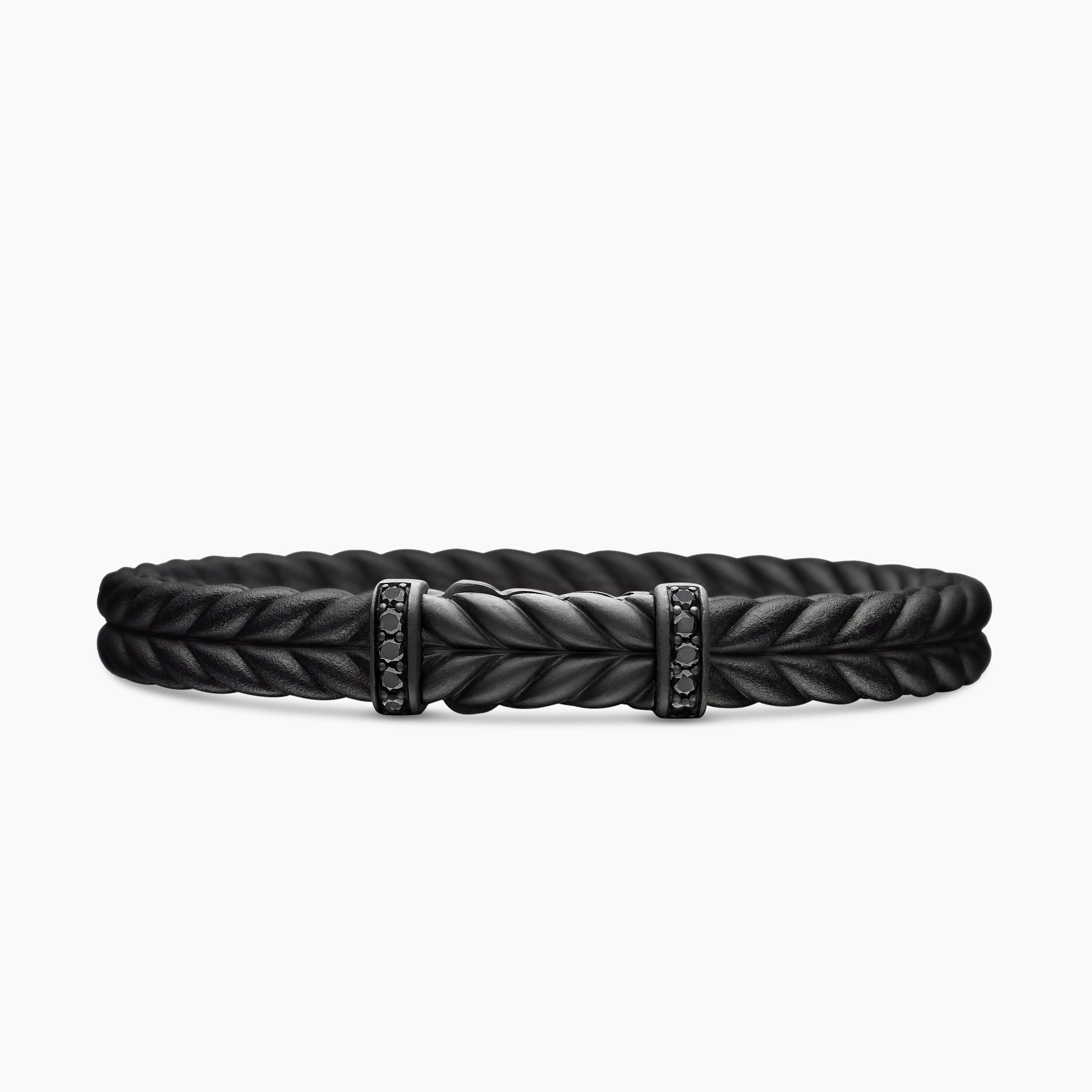 Mens Chevron Rubber Bracelet with Black Titanium, 9mm