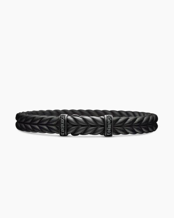 Bracelet Chevron en caoutchouc avec titane noir, 9 mm