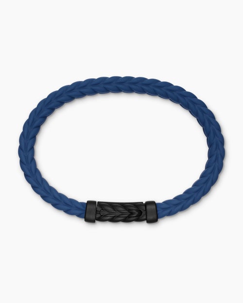 Mens Chevron Rubber Bracelet with Black Titanium, 9mm