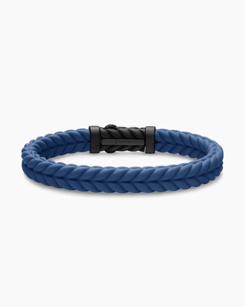 Mens Chevron Rubber Bracelet with Black Titanium, 9mm