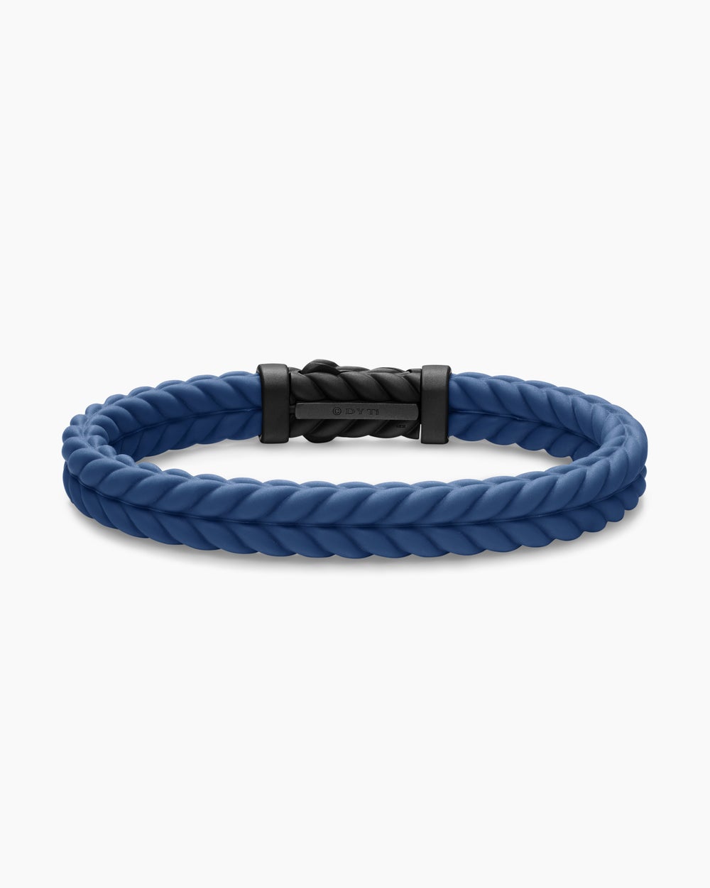 Mens Chevron Rubber Bracelet with Black Titanium, 9mm