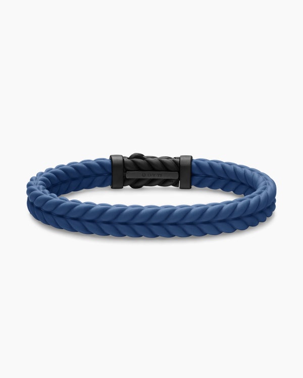 Bracelet Chevron en caoutchouc avec titane noir, 9 mm