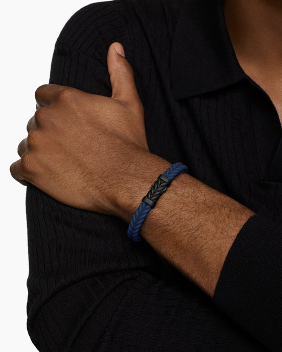 Chevron Rubber Bracelet with Black Titanium, 9mm
