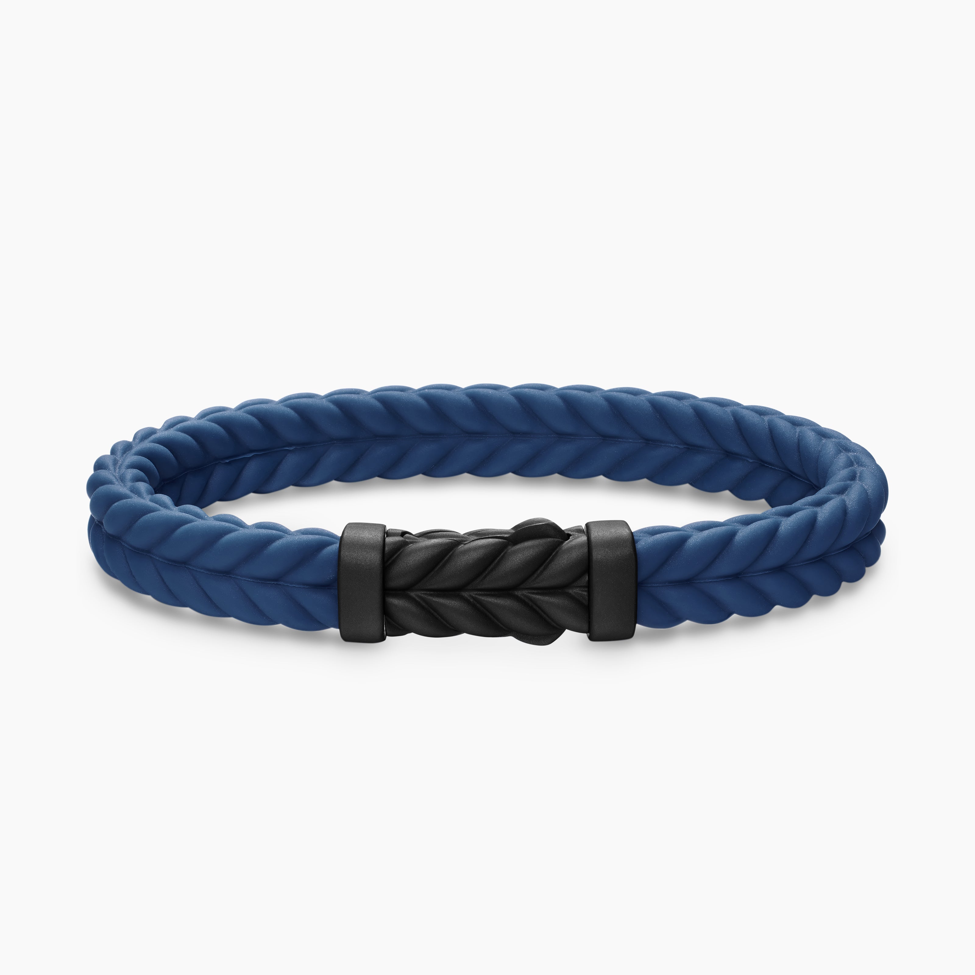 Mens Chevron Rubber Bracelet with Black Titanium, 9mm