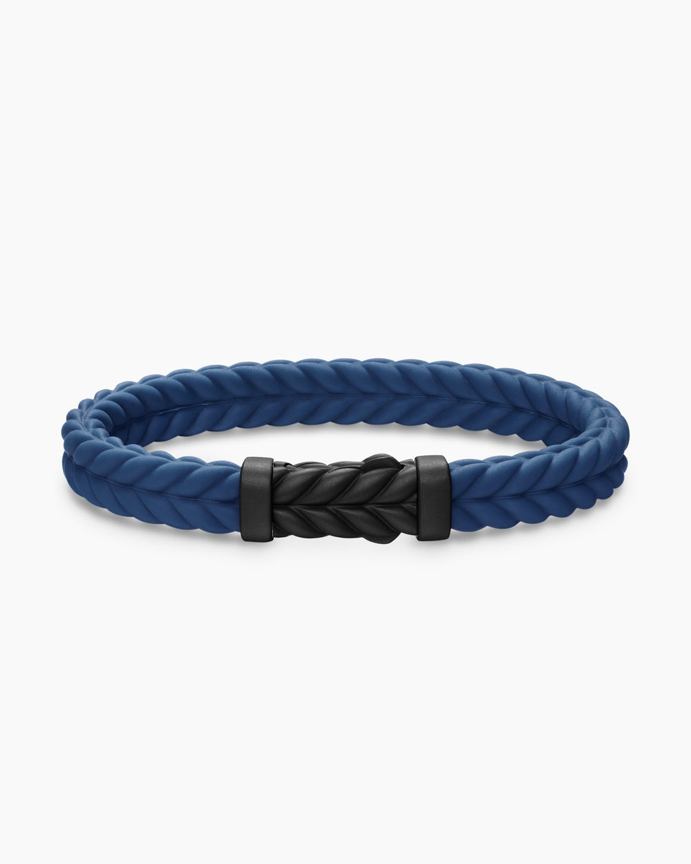 Mens Chevron Rubber Bracelet with Black Titanium, 9mm