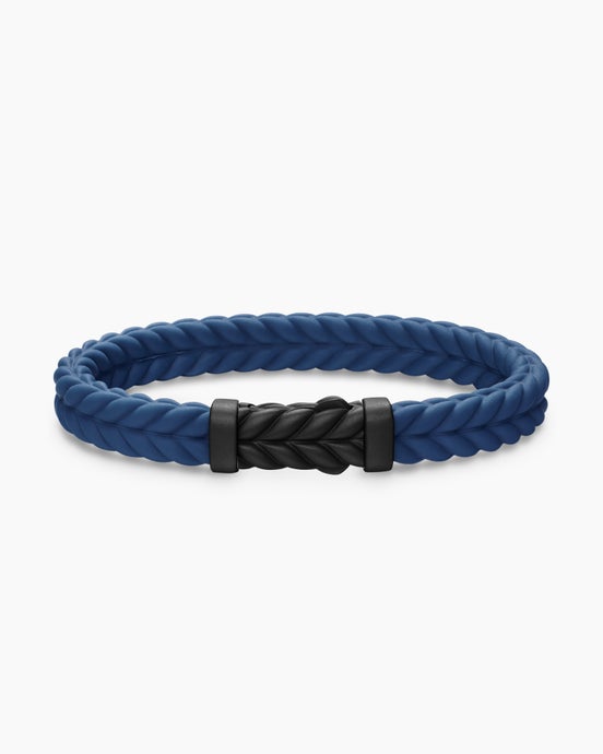 Chevron Rubber Bracelet with Black Titanium, 9mm