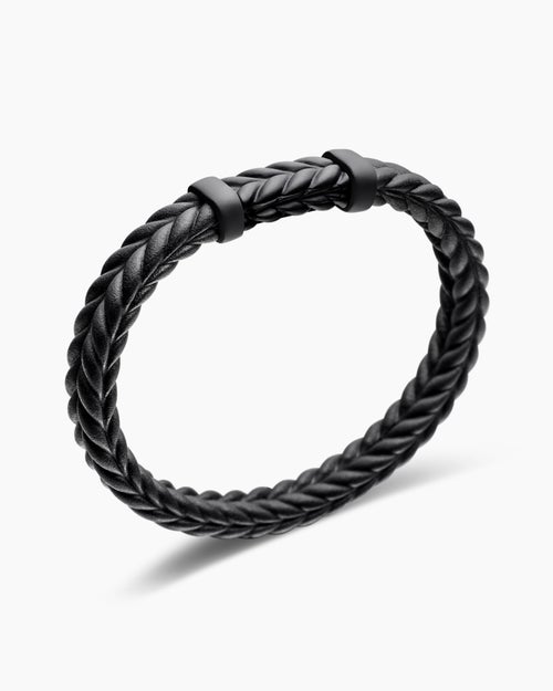 Mens Chevron Rubber Bracelet with Black Titanium, 9mm