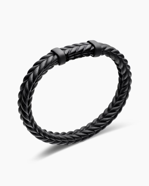 Bracelet Chevron en caoutchouc avec titane noir, 9 mm