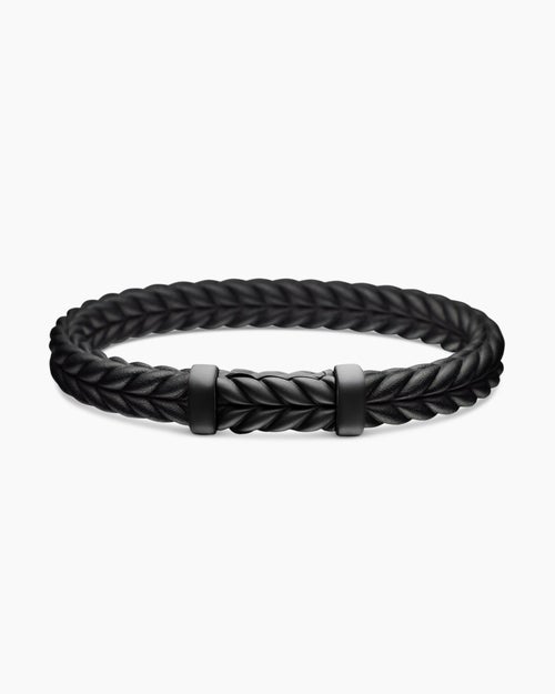 Mens Chevron Rubber Bracelet with Black Titanium, 9mm