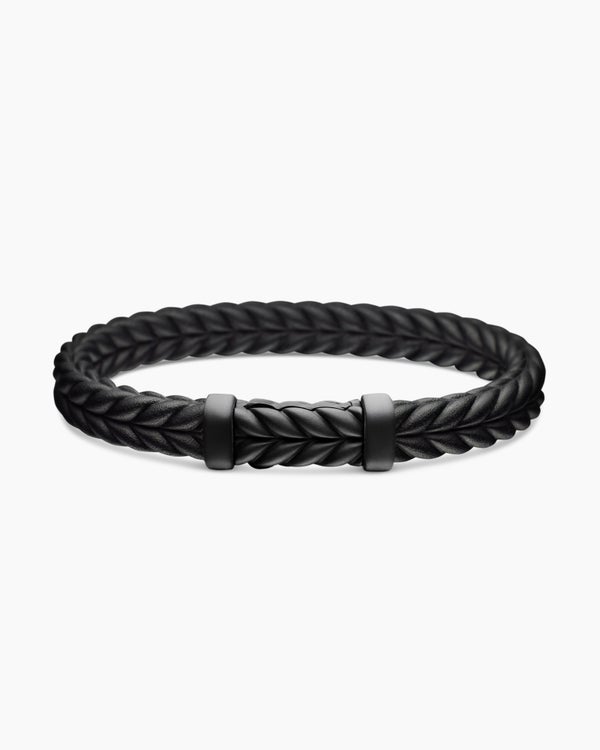 Bracelet Chevron en caoutchouc avec titane noir, 9 mm
