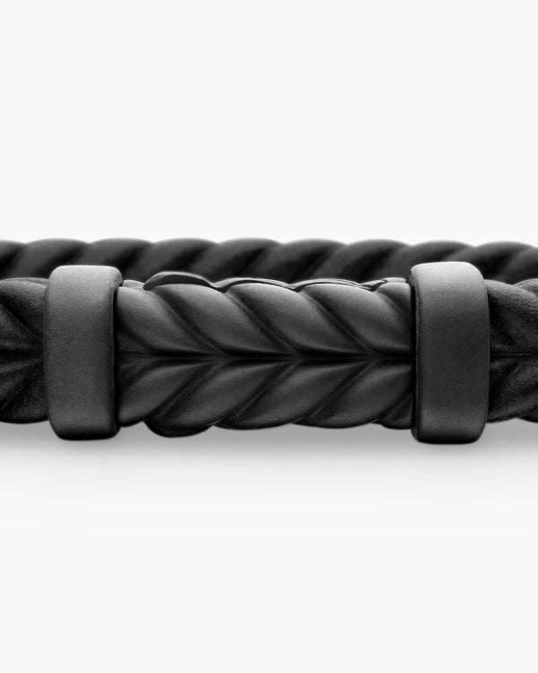 Bracelet Chevron en caoutchouc avec titane noir, 9 mm