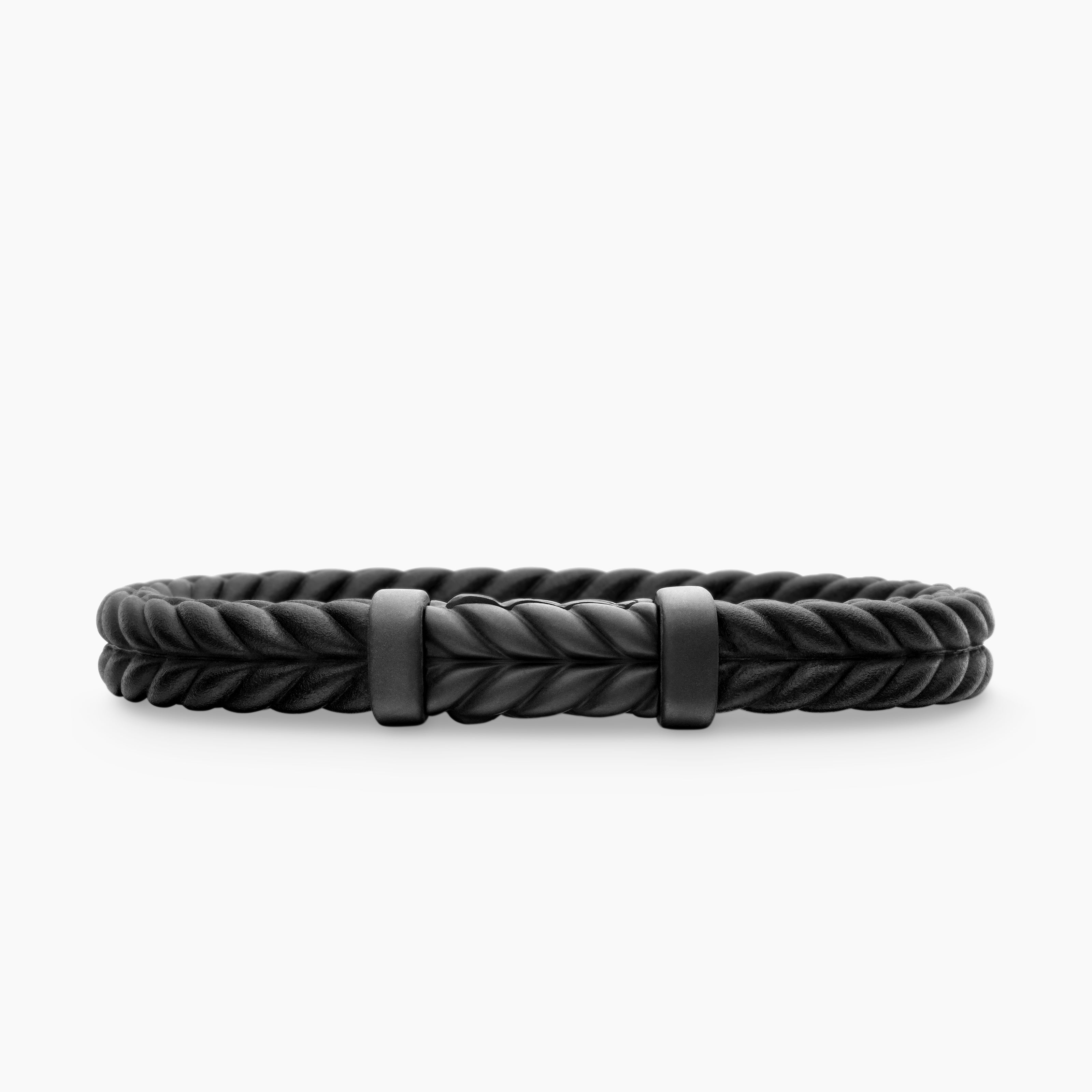 Mens Chevron Rubber Bracelet with Black Titanium, 9mm