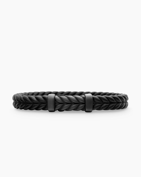 Bracelet Chevron en caoutchouc avec titane noir, 9 mm