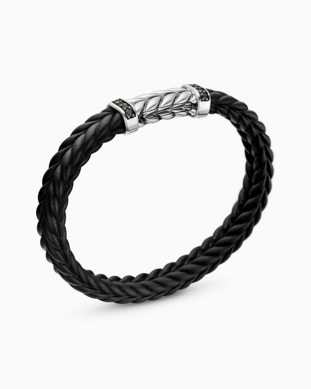 Bracelet de caoutchouc chevron avec argent sterling, 9 mm hommes