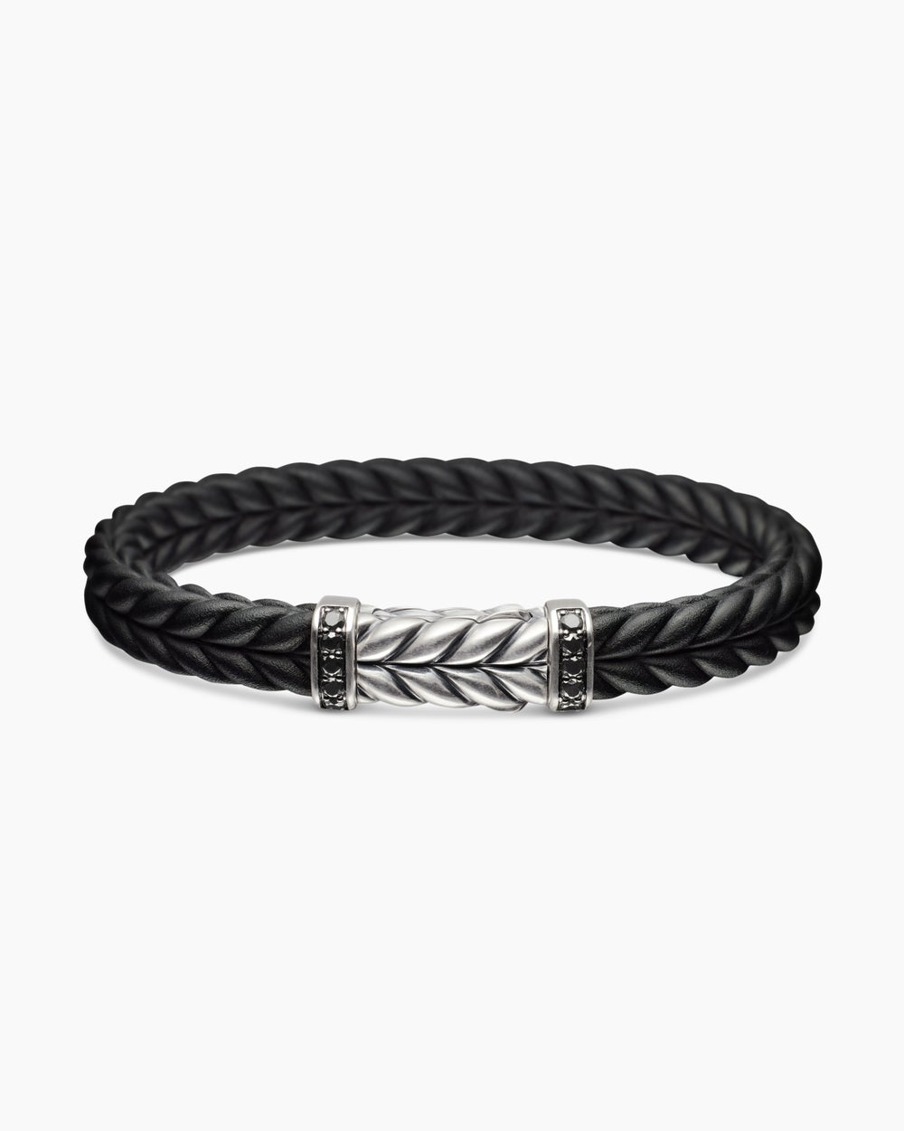 Bracelet de caoutchouc chevron avec argent sterling, 9 mm hommes