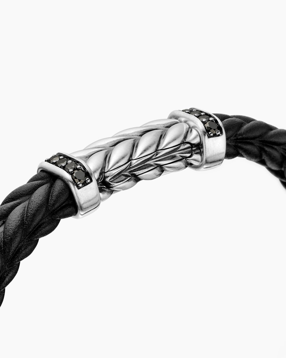 Bracelet de caoutchouc chevron avec argent sterling, 9 mm hommes