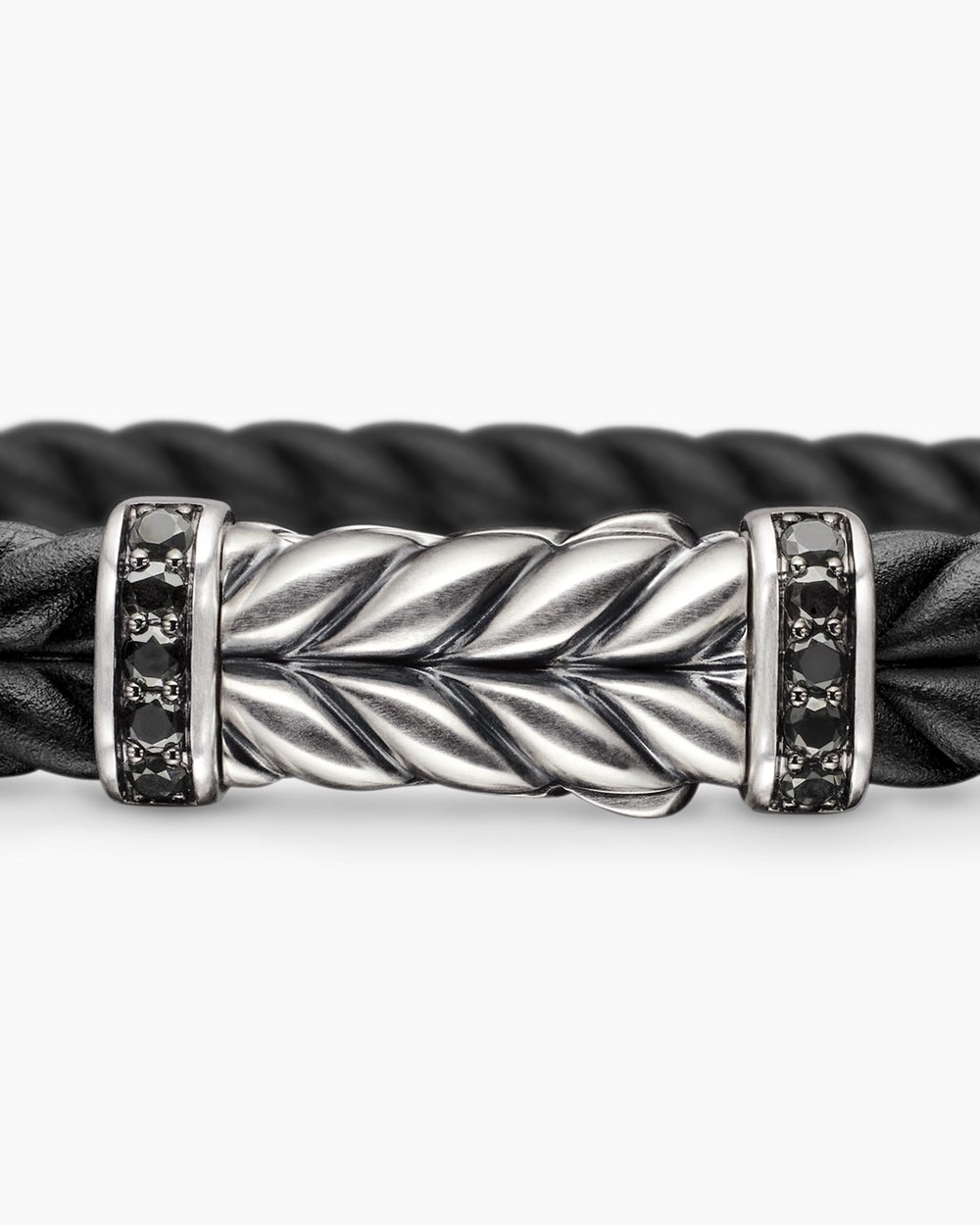 Bracelet de caoutchouc chevron avec argent sterling, 9 mm hommes