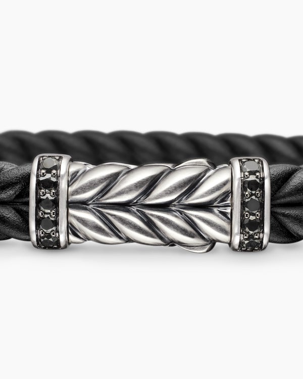 Bracelet de caoutchouc chevron avec argent sterling, 9 mm