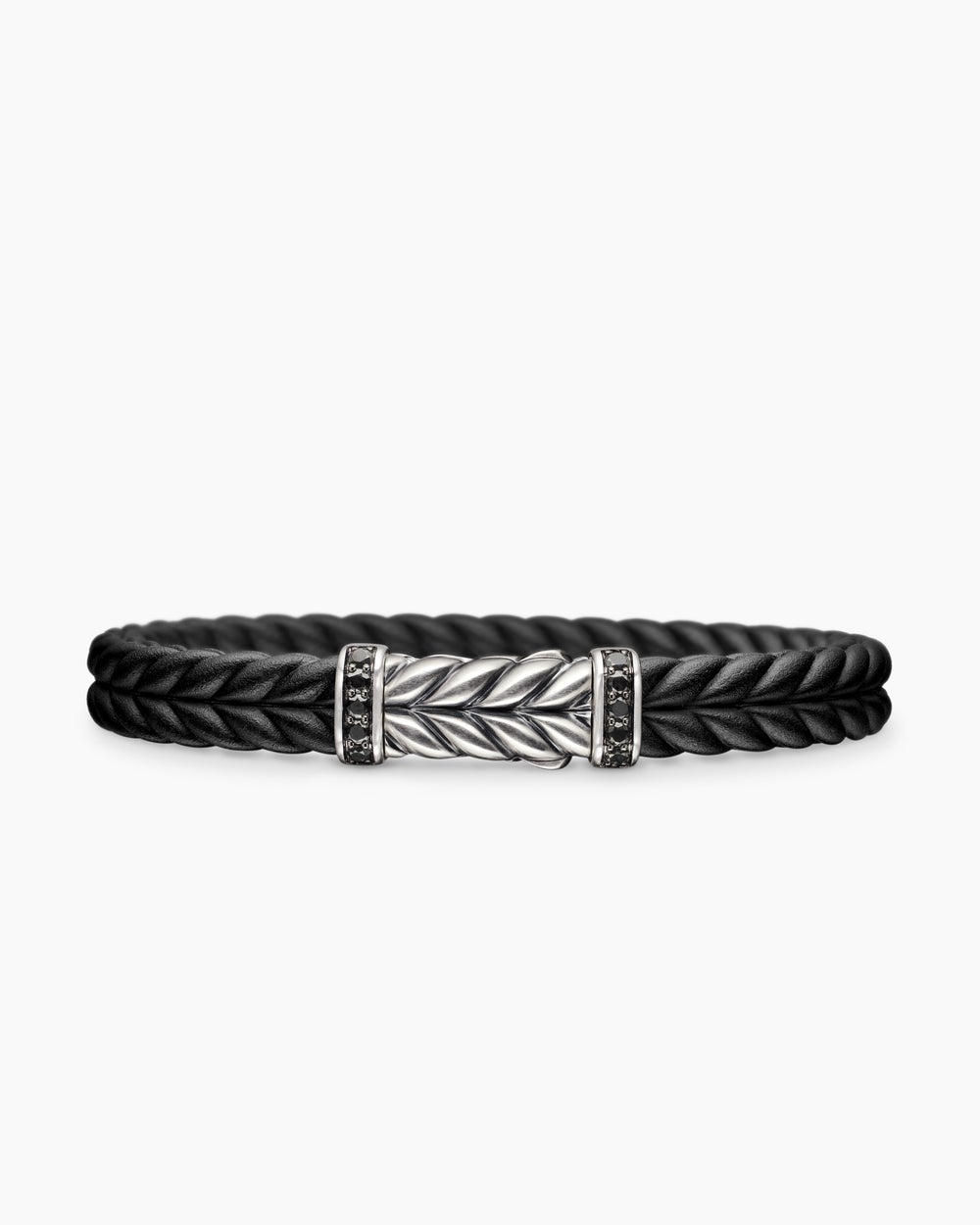 Bracelet de caoutchouc chevron avec argent sterling, 9 mm hommes
