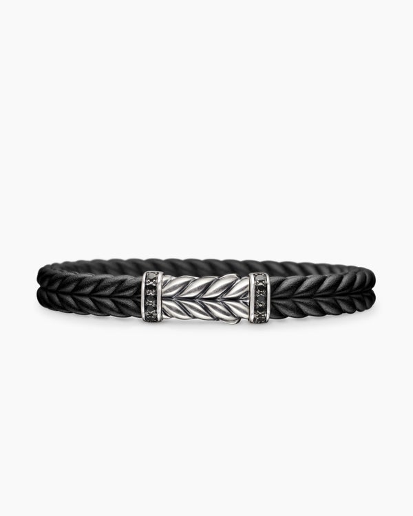 Bracelet de caoutchouc chevron avec argent sterling, 9 mm