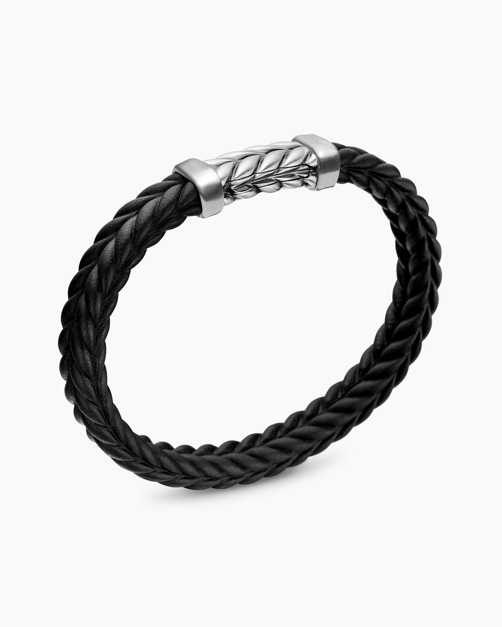 Mens Chevron Rubber Bracelet with Sterling Silver, 9mm
