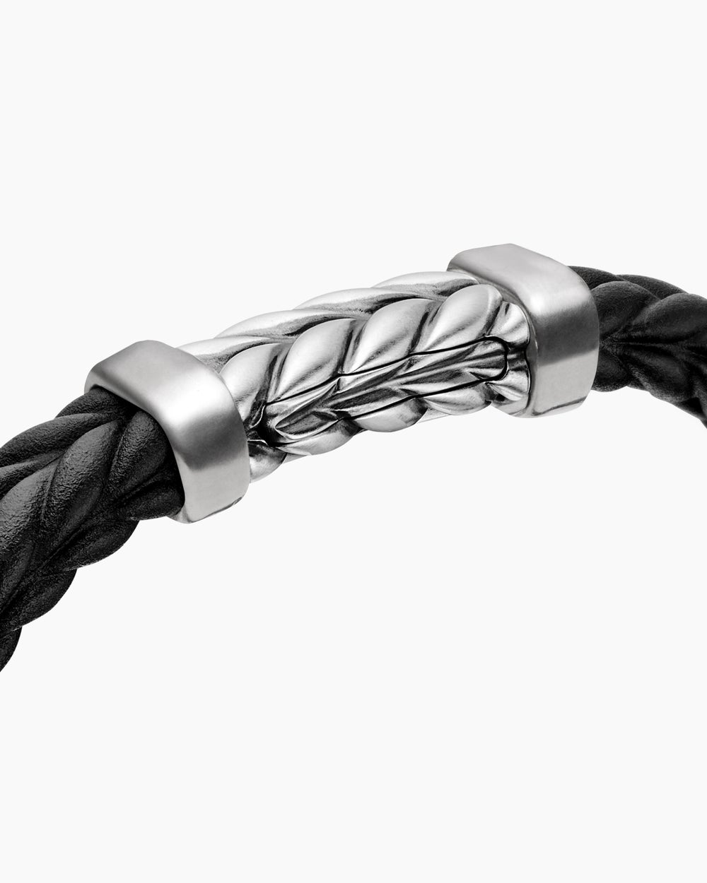 Mens Chevron Rubber Bracelet with Sterling Silver, 9mm