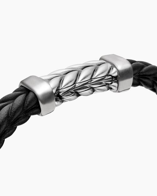 Mens Chevron Rubber Bracelet with Sterling Silver, 9mm