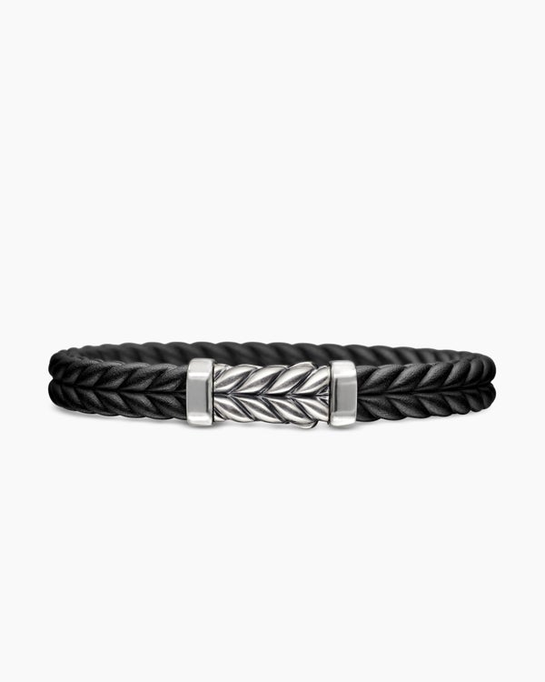 Bracelet de caoutchouc chevron avec argent sterling, 9 mm