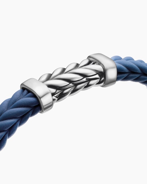 Mens Chevron Rubber Bracelet with Sterling Silver, 9mm