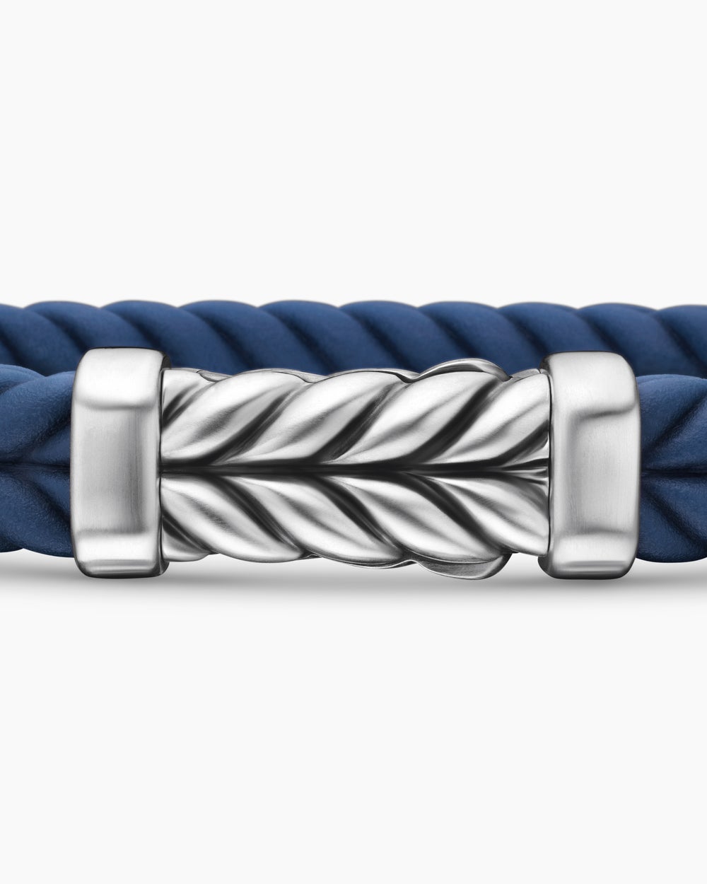Mens Chevron Rubber Bracelet with Sterling Silver, 9mm