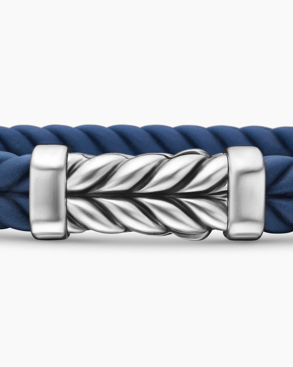 Bracelet de caoutchouc chevron avec argent sterling, 9 mm