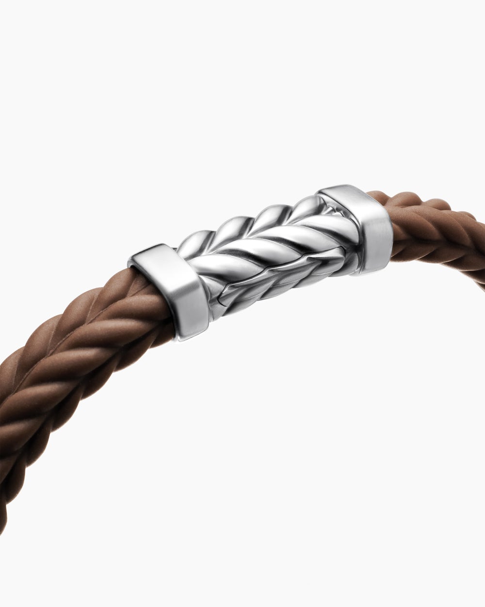 Mens Chevron Rubber Bracelet with Sterling Silver, 9mm