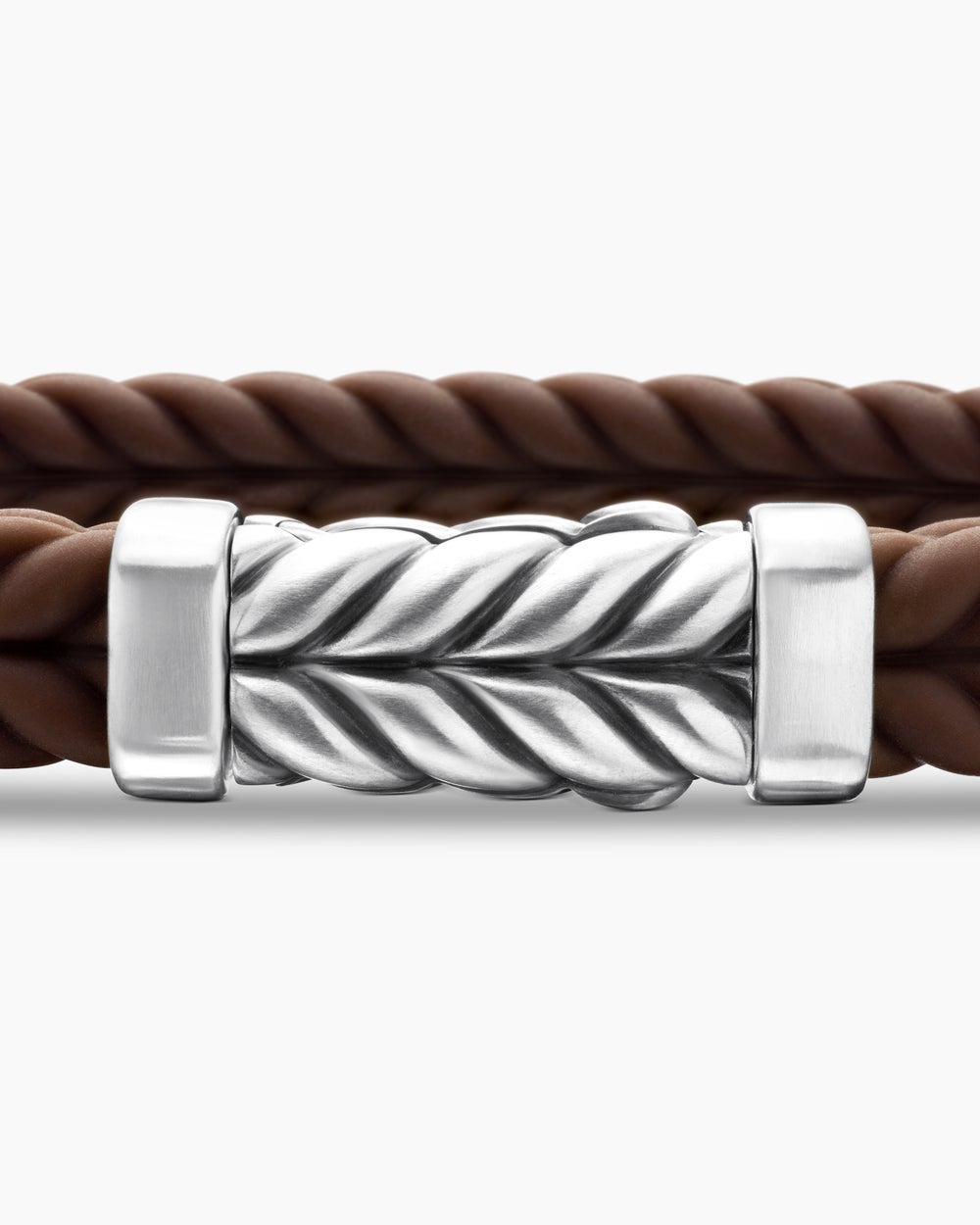 Mens Chevron Rubber Bracelet with Sterling Silver, 9mm