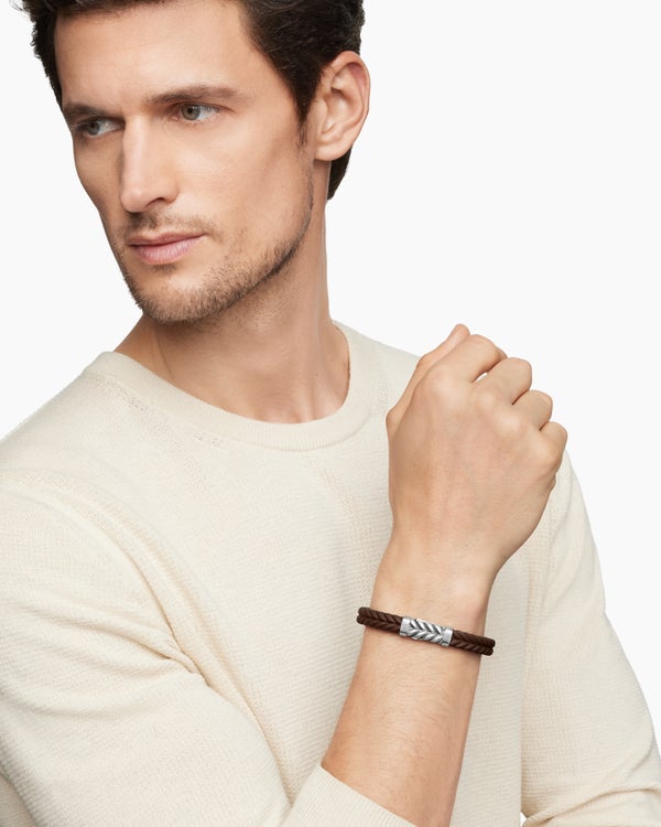 Bracelet de caoutchouc chevron avec argent sterling, 9 mm