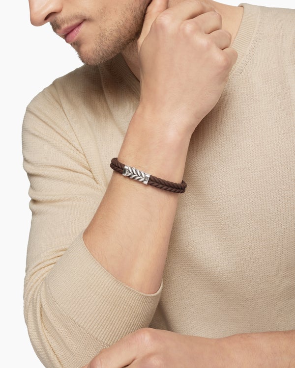 Bracelet de caoutchouc chevron avec argent sterling, 9 mm