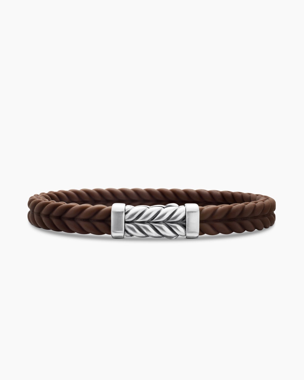 Mens Chevron Rubber Bracelet with Sterling Silver, 9mm