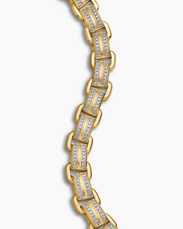 Bracelet à maillons Deco Beveled en or jaune 18 carats avec diamants, 7,5 mm