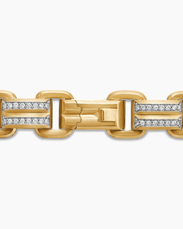 Bracelet à maillons Deco Beveled en or jaune 18 carats avec diamants, 7,5 mm