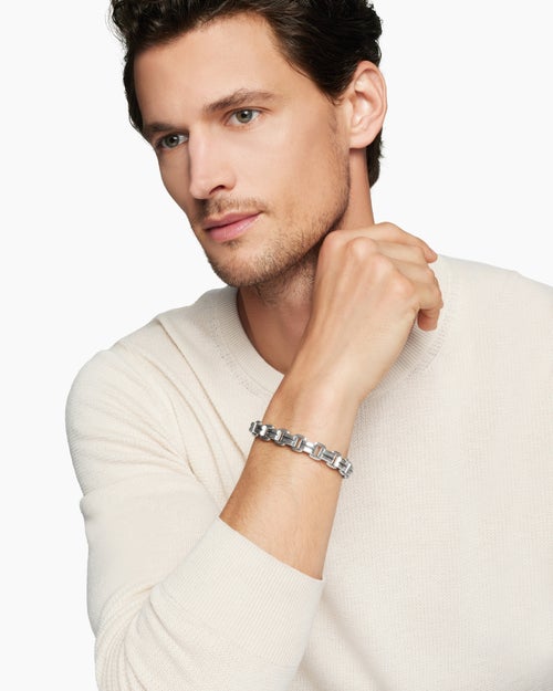 Mens Streamline Link Bracelet in Sterling Silver, 7.5mm