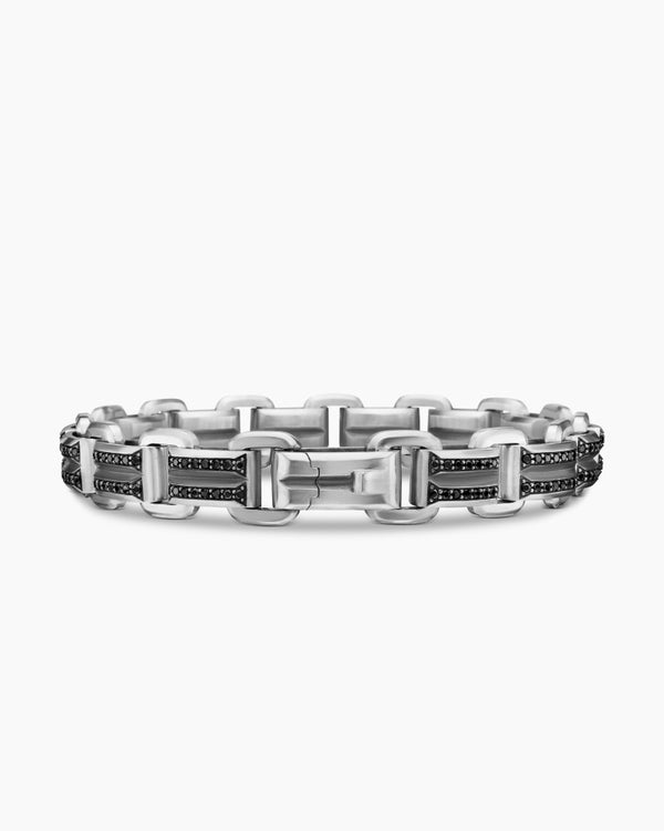 Streamline® Link Bracelet in Sterling Silver with Black Diamonds, 7.5mm