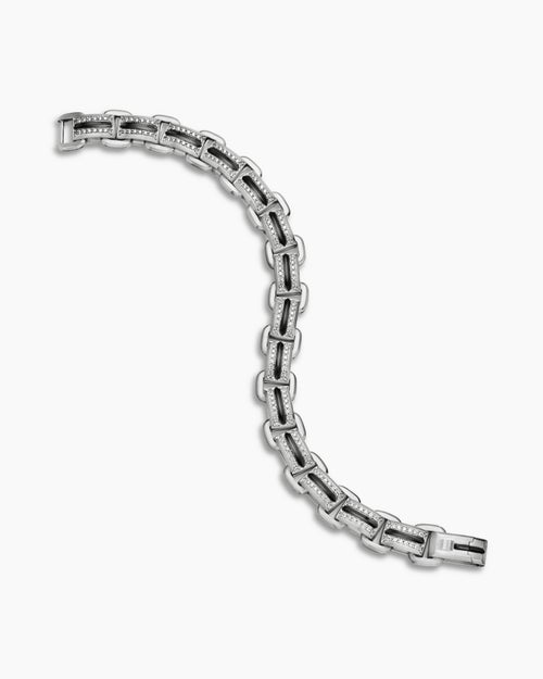 Mens Streamline® Link Bracelet in Sterling Silver with Diamonds, 7.5mm
