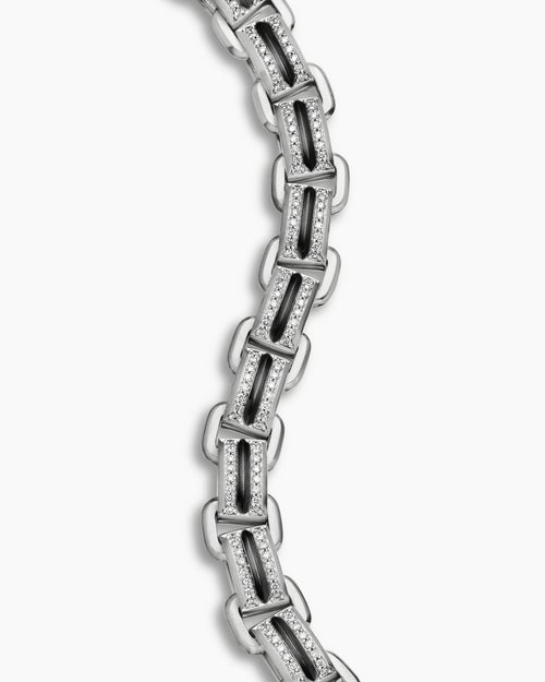 Mens Streamline® Link Bracelet in Sterling Silver with Diamonds, 7.5mm