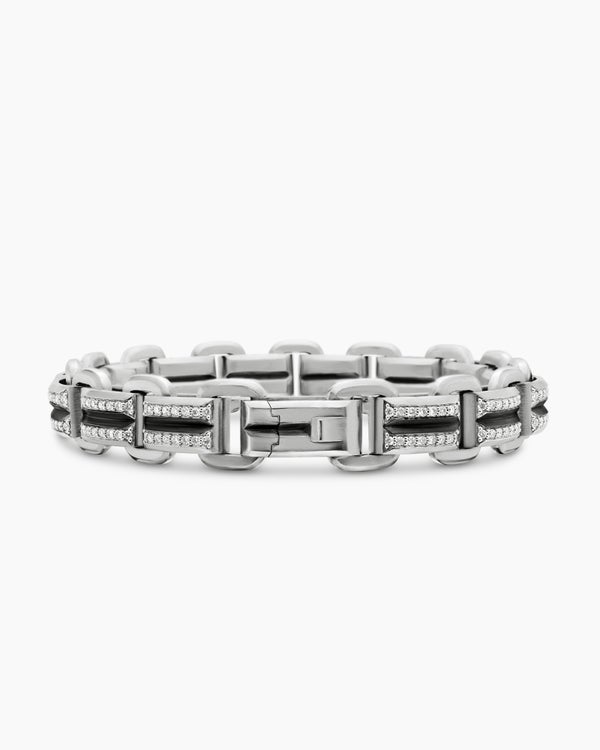 Streamline® Link Bracelet in Sterling Silver with Diamonds, 7.5mm